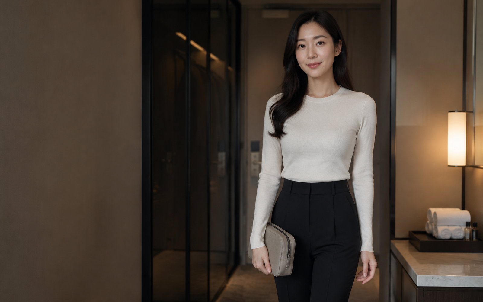 인천 방문 홈케어를 안내하는 젊은 성인 한국 여성 관리사